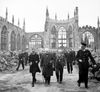 Winston Churchill visiting the ruins of Coventry Cathedral in 1941.